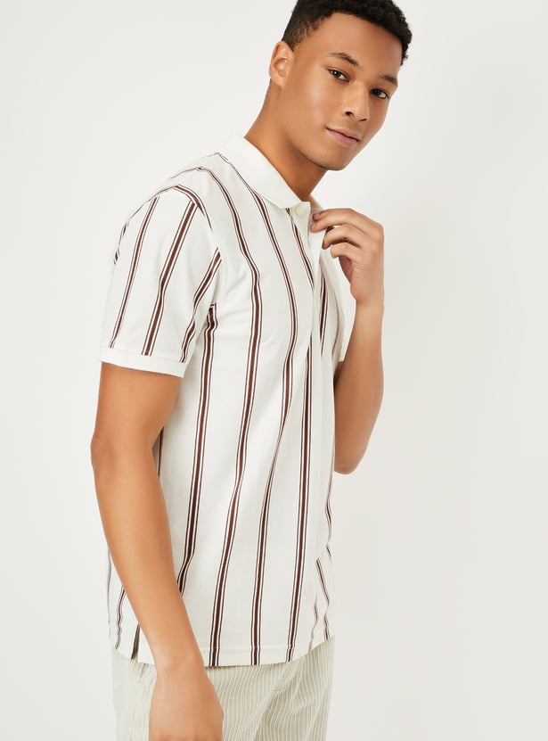 Men Striped Polo T-shirt