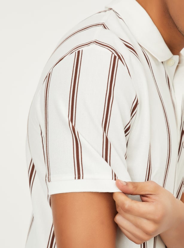 Men Striped Polo T-shirt