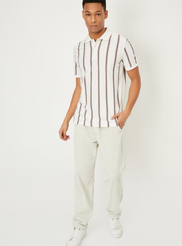 Men Striped Polo T-shirt