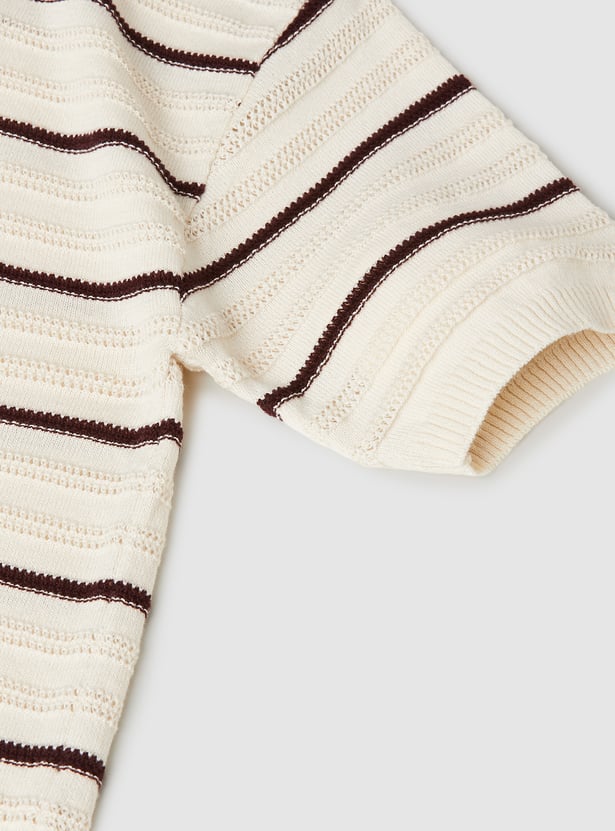 Boys Knit Striped Polo T-shirt
