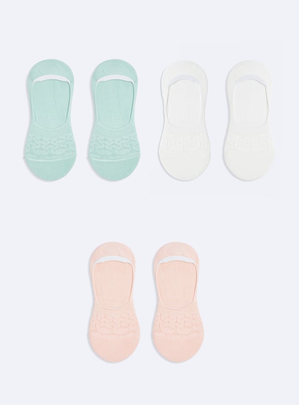 Women Patterned No Show Socks - Pack of 3