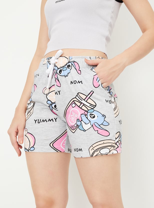 Women Printed Stitch Shorts