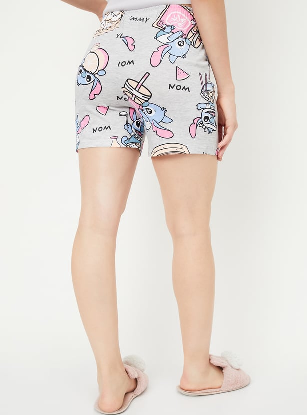 Women Printed Stitch Shorts