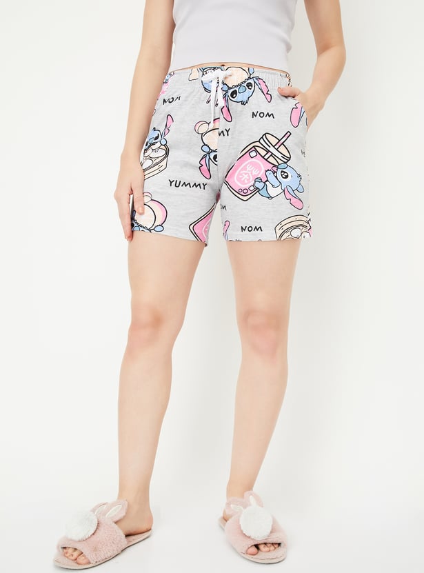 Women Printed Stitch Shorts