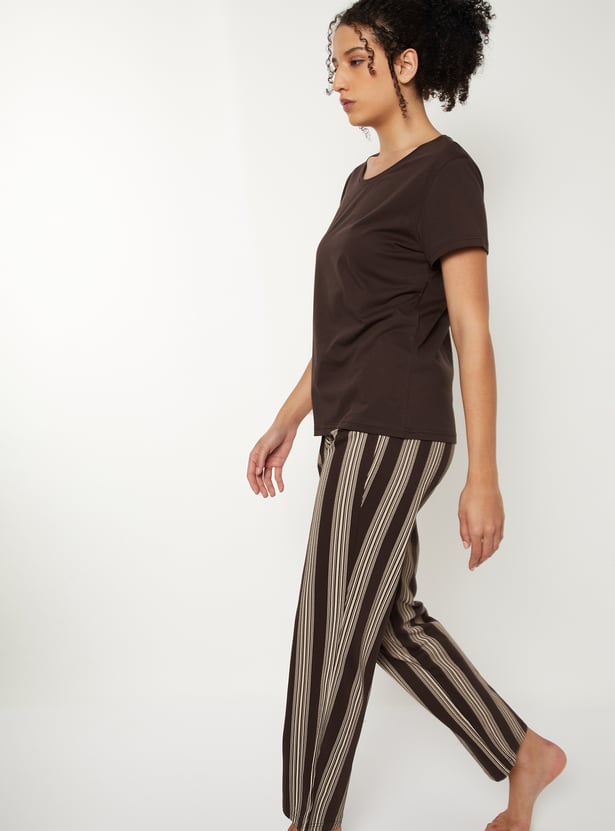 Women Striped PJ Set