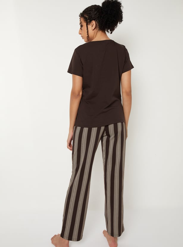 Women Striped PJ Set