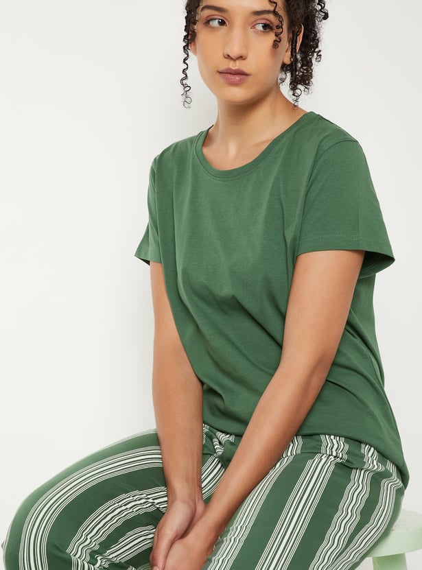 Women Striped PJ Set