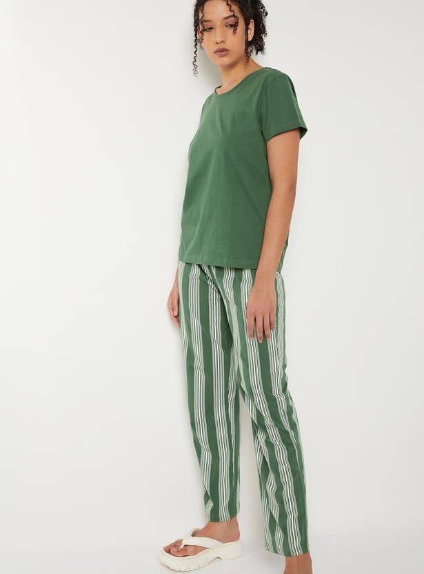 Women Striped PJ Set