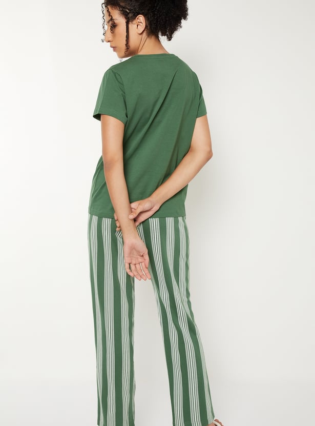 Women Striped PJ Set