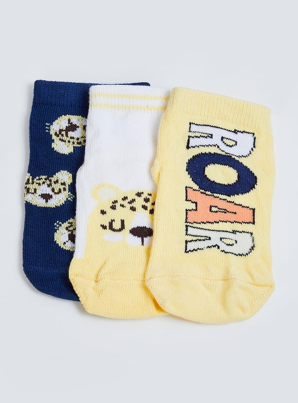Boys Patterned Anti-skid Socks - Pack of 3