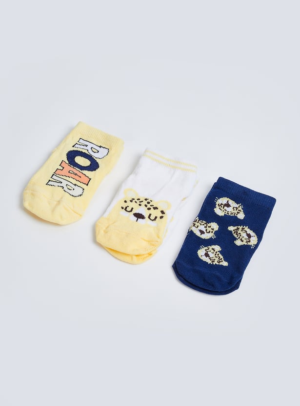 Boys Patterned Anti-skid Socks - Pack of 3