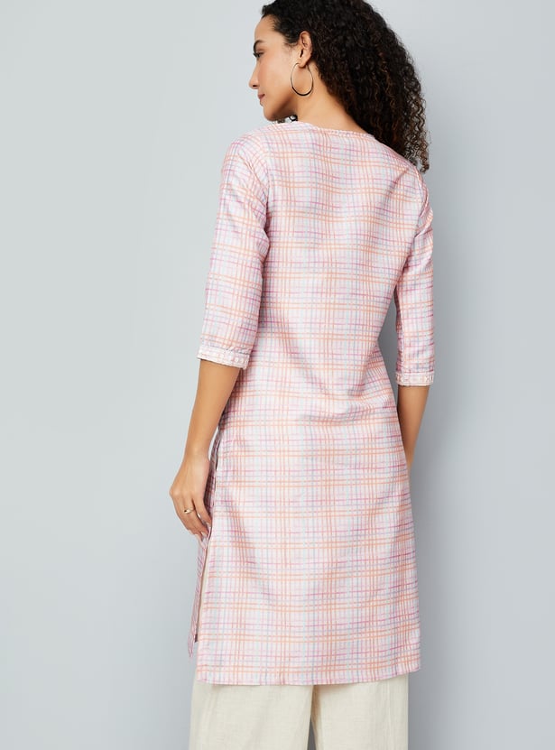 Women Checked Straight Kurta