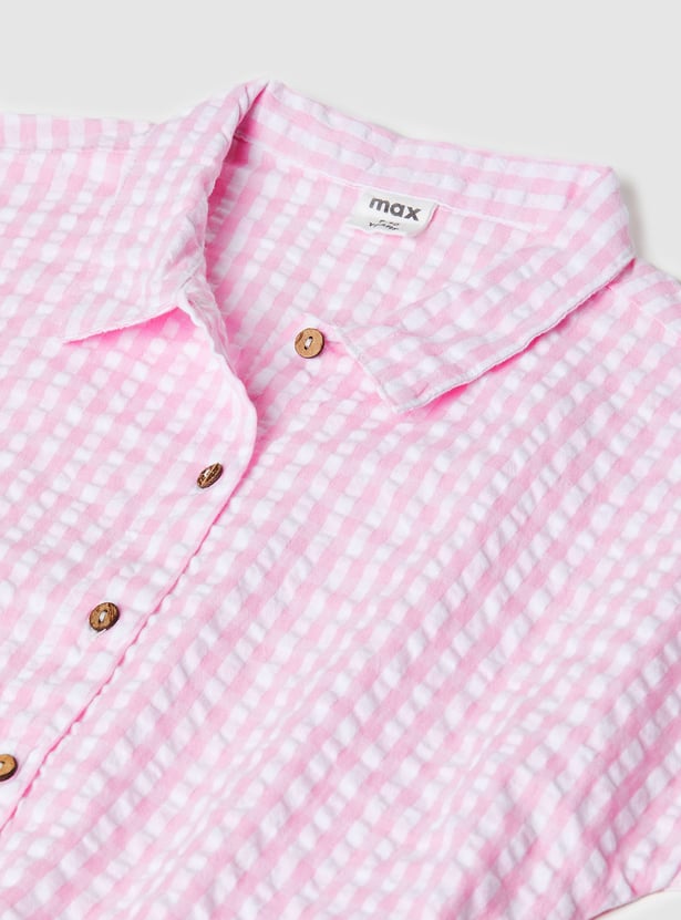 Girls Checked Shirt-style Crop Top