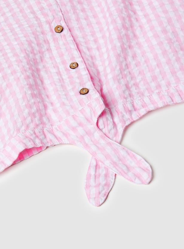 Girls Checked Shirt-style Crop Top