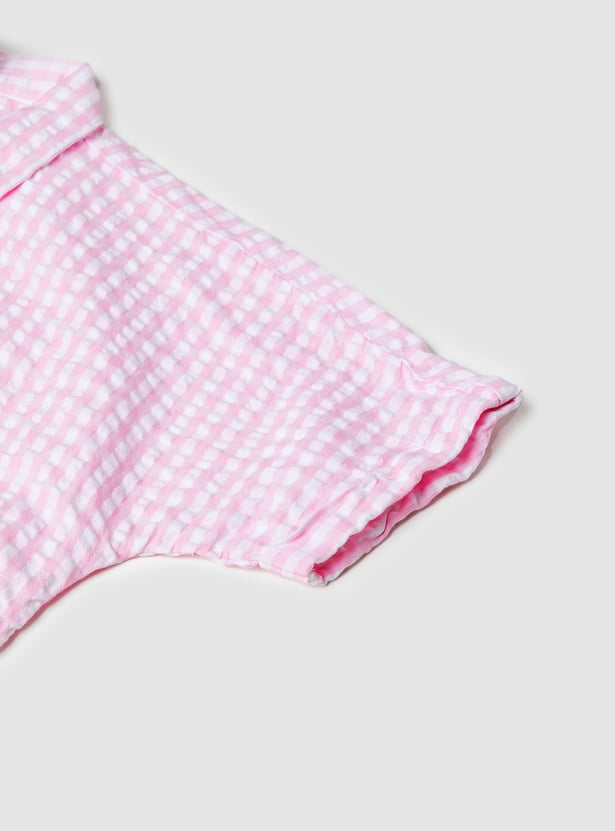 Girls Checked Shirt-style Crop Top