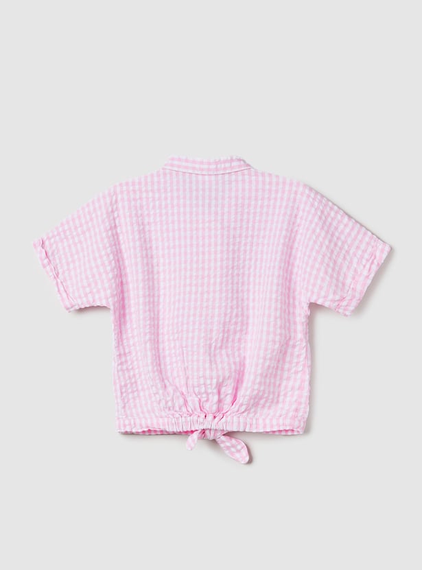 Girls Checked Shirt-style Crop Top