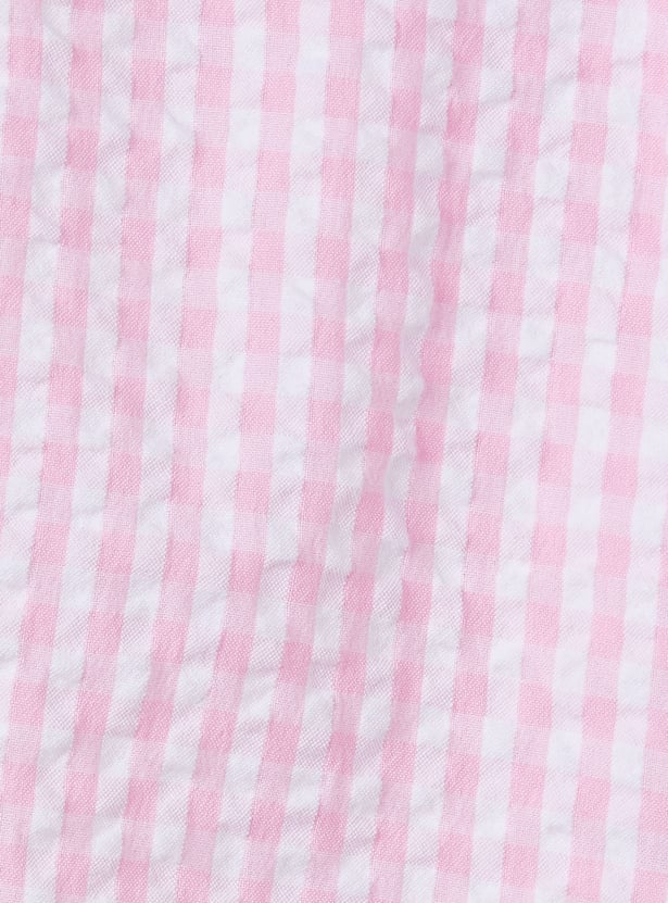 Girls Checked Shirt-style Crop Top