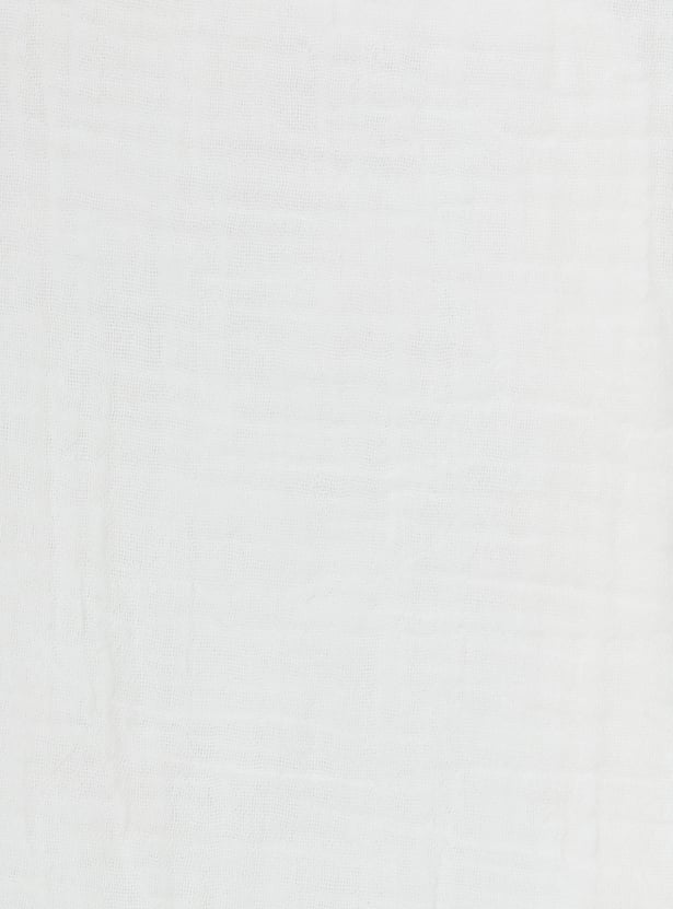 Girls Solid Shirt-style Crop Top