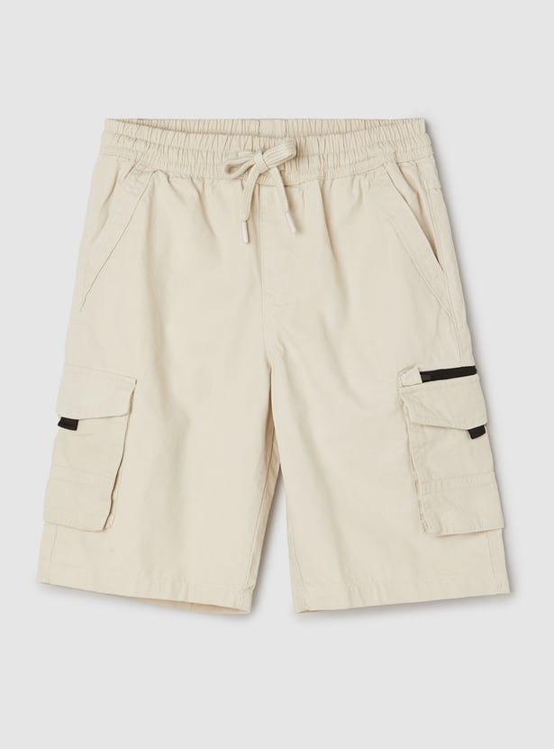Boys Solid Cargo Shorts