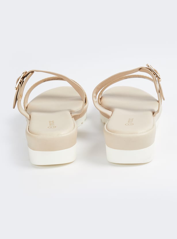 Women Double Strap Flatforms