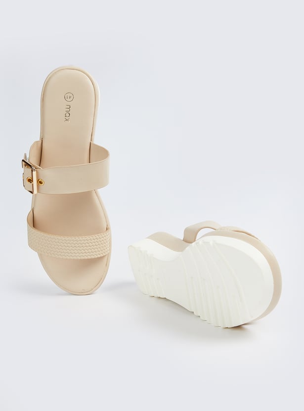 Women Double Strap Flatforms