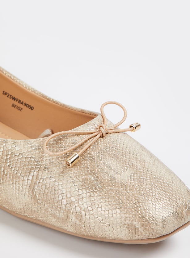 Women Animal Textured Ballerinas with Bow