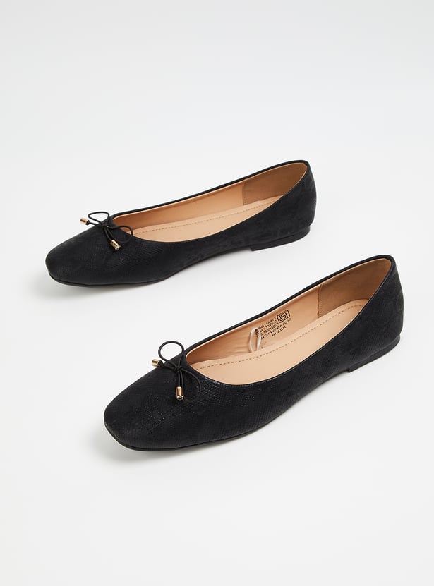 Women Animal Textured Ballerinas with Bow