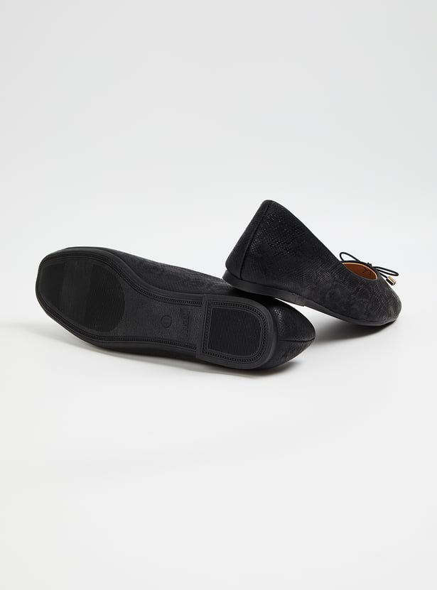 Women Animal Textured Ballerinas with Bow
