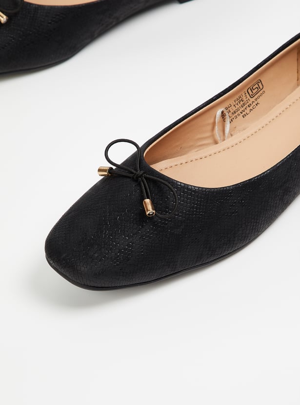 Women Animal Textured Ballerinas with Bow