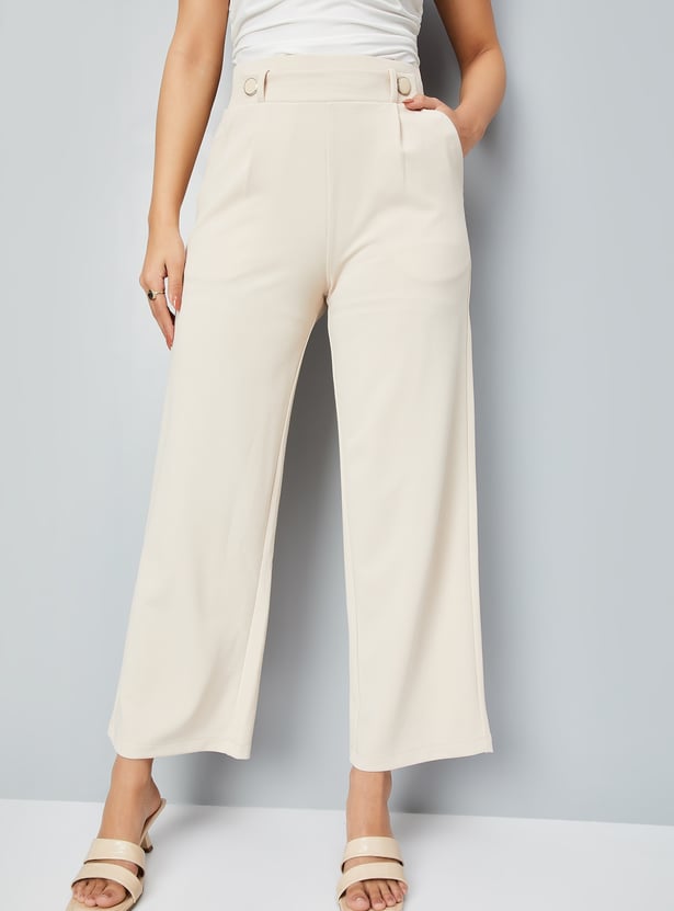 Women Solid Wide-Leg Trousers