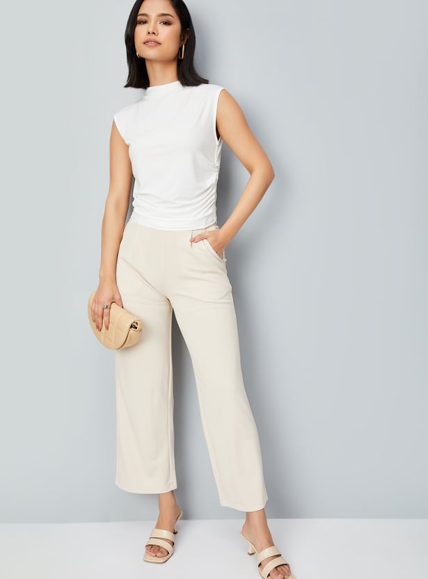 Women Solid Wide-Leg Trousers