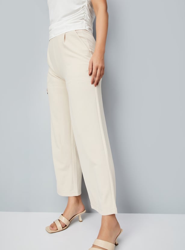 Women Solid Wide-Leg Trousers