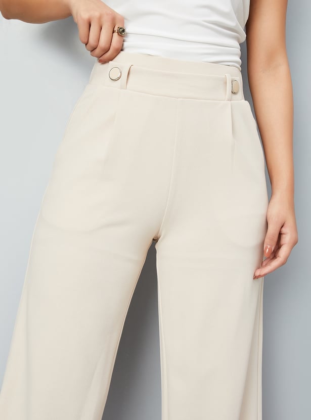 Women Solid Wide-Leg Trousers