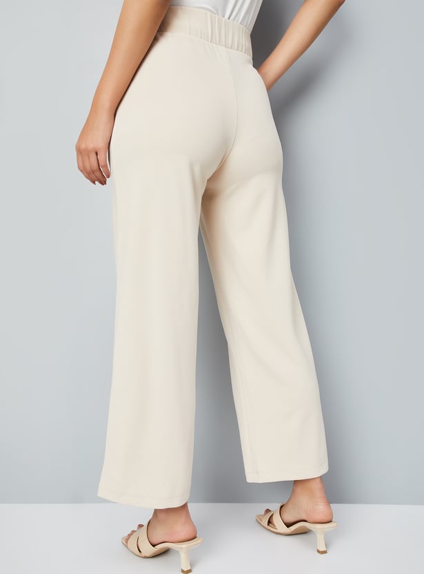 Women Solid Wide-Leg Trousers