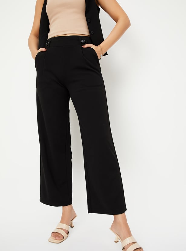 Women Solid Wide-Leg Trousers