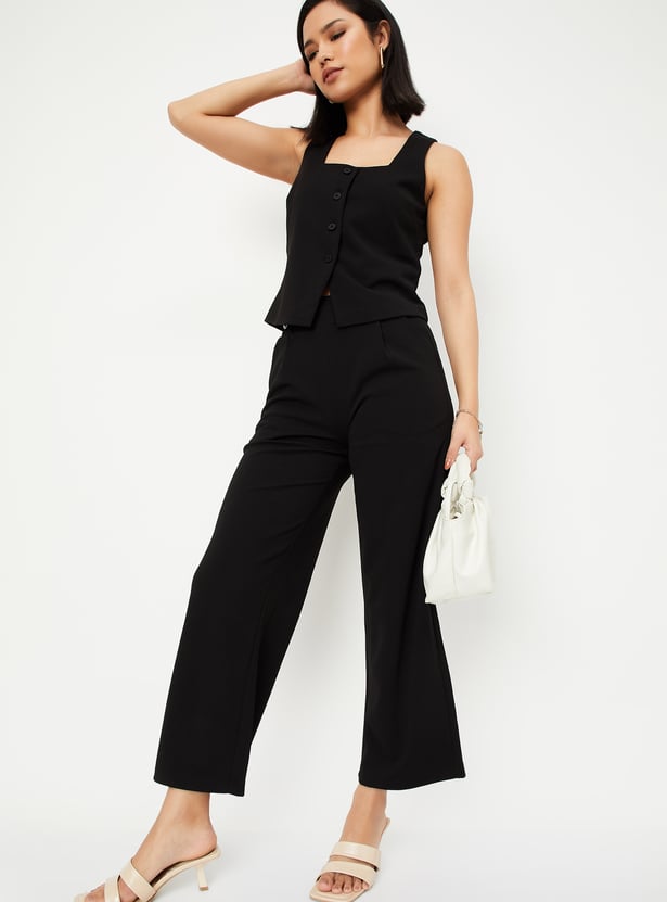 Women Solid Wide-Leg Trousers