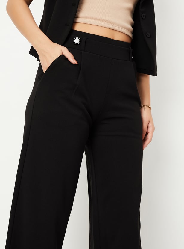 Women Solid Wide-Leg Trousers