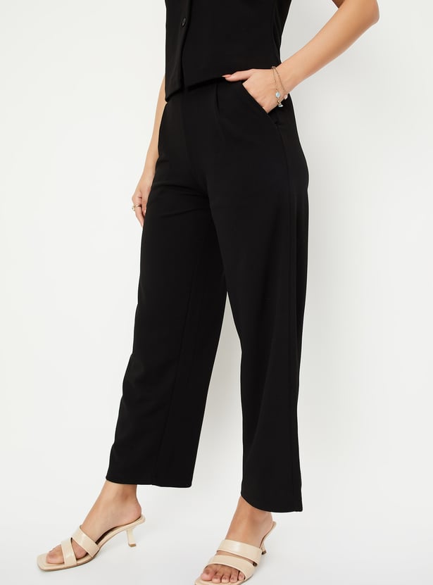 Women Solid Wide-Leg Trousers