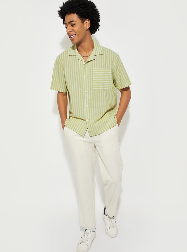 Buy URB_N Men Striped Oversized Shirt Online at just Rs. 899.0