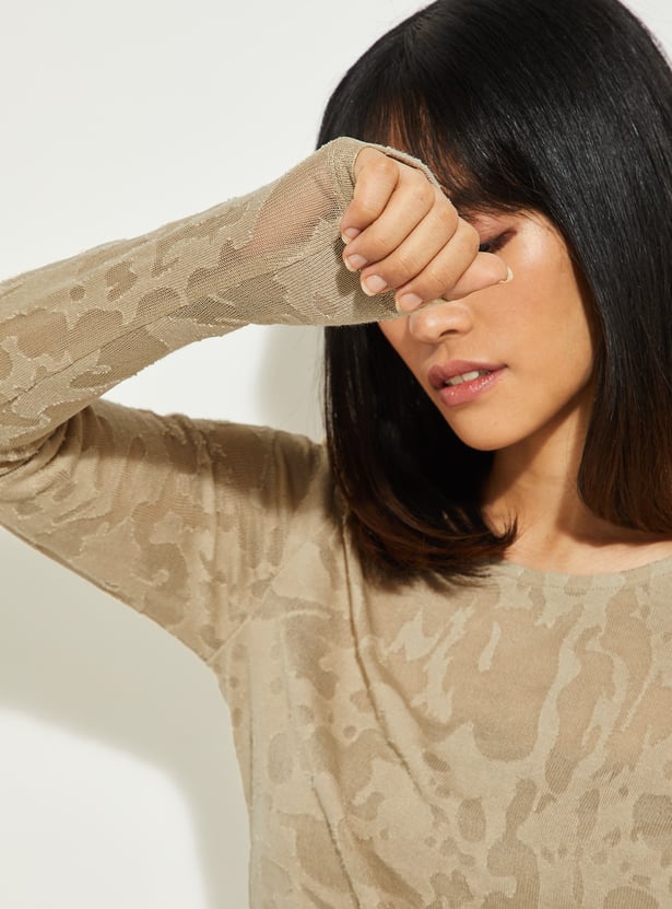 Buy ALAYA F x URB_N Women Jacquard Burnout Crop Top Online at just