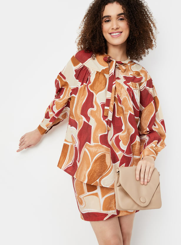 Women Printed Bishop Sleeves Top