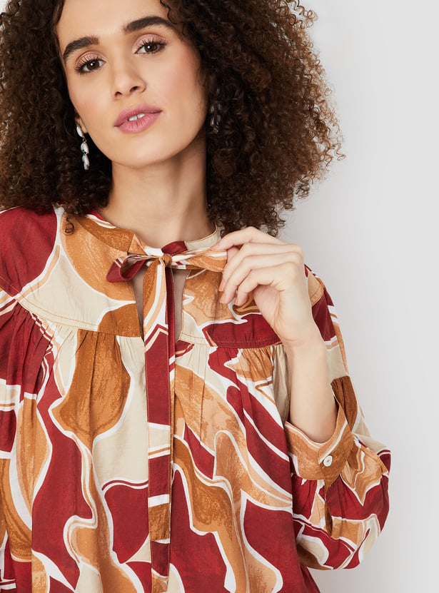 Women Printed Bishop Sleeves Top