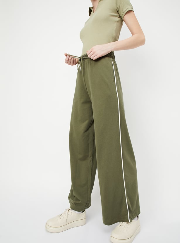 Buy Women Side Striped Wide-Leg Track Pants Online at just