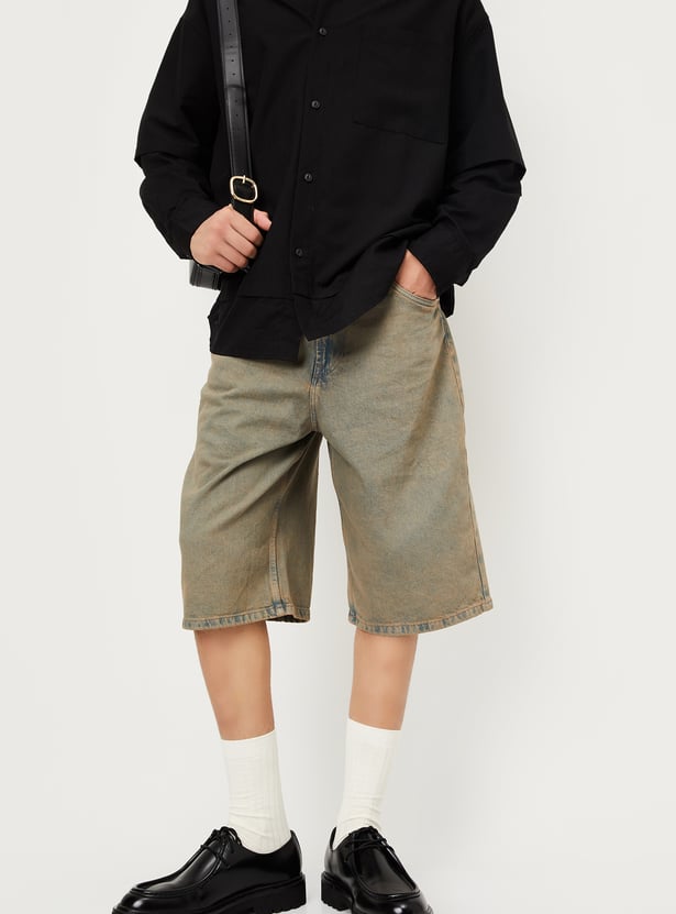 Men Washed Denim Shorts