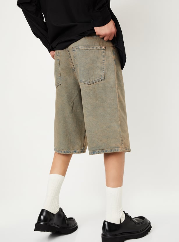 Men Washed Denim Shorts