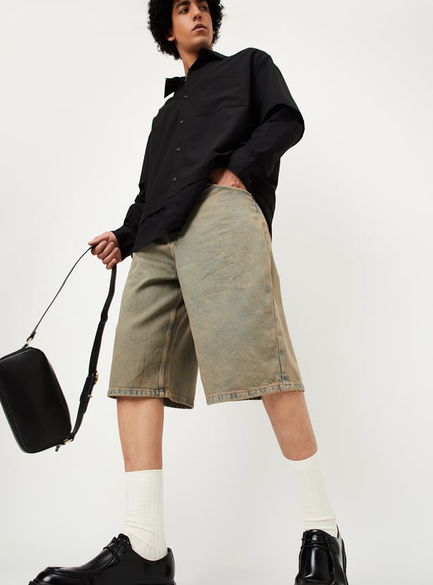 Men Washed Denim Shorts