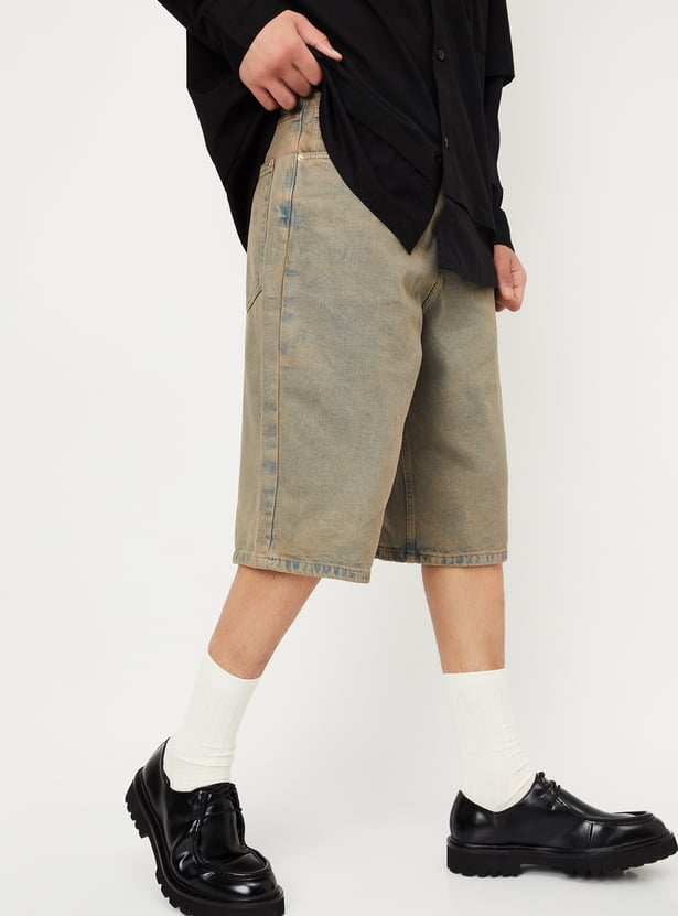 Men Washed Denim Shorts