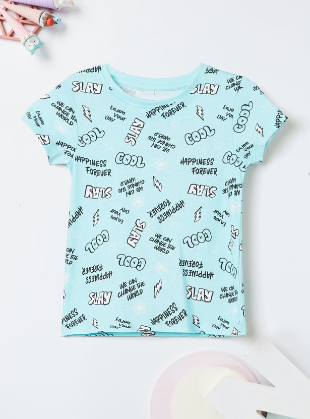 Girls Typographic Print T-shirt
