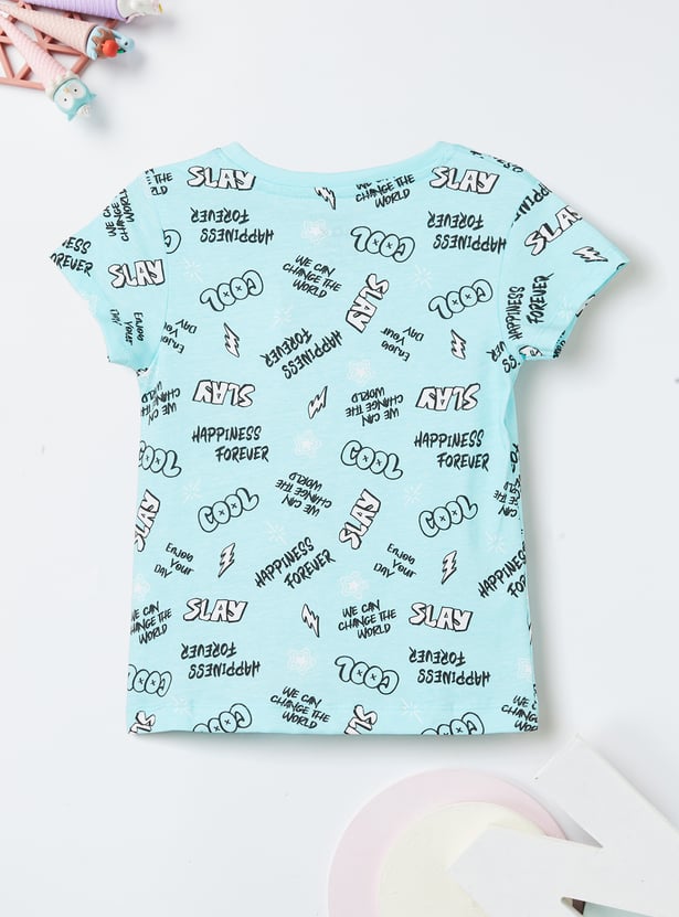Girls Typographic Print T-shirt