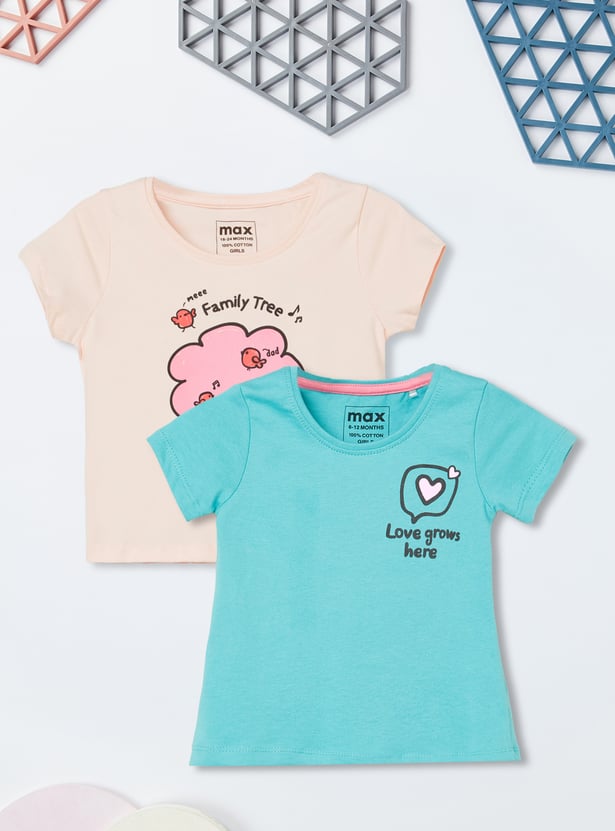 Girls Printed T-shirt - Pack of 2